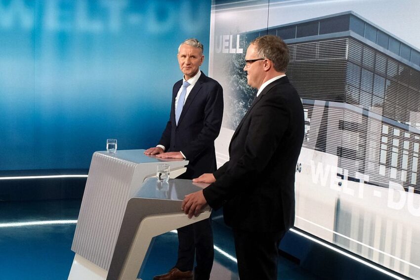 TV-Duell Höcke/Voigt am 11.04.2024, Martin Lengemann/WELT via